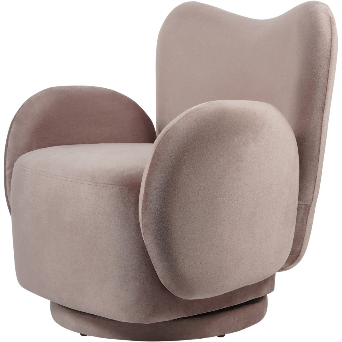 Bingham Upholstered Swivel Chair Soft Velvet Dusky Pink - OPULENT co
