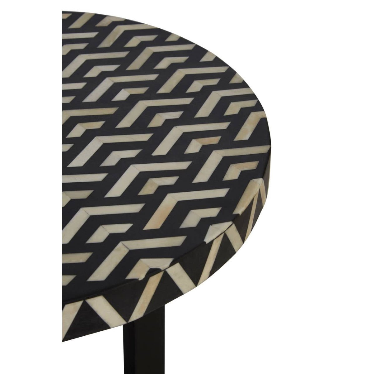Bohemira Acacia Wood Side Table With Bone Inlay - OPULENT Co