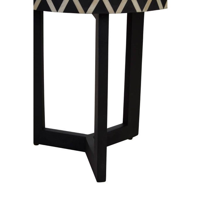 Bohemira Acacia Wood Side Table With Bone Inlay - OPULENT Co