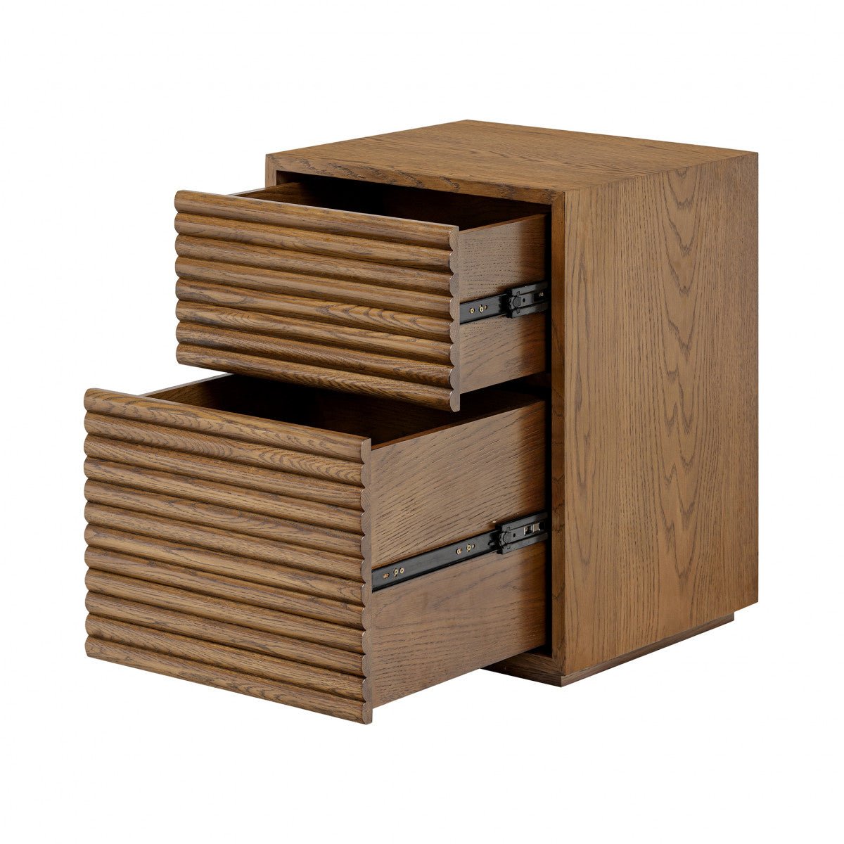 Charlton Ribbed Walnut Bedside - 2 Drawer - OPULENT co
