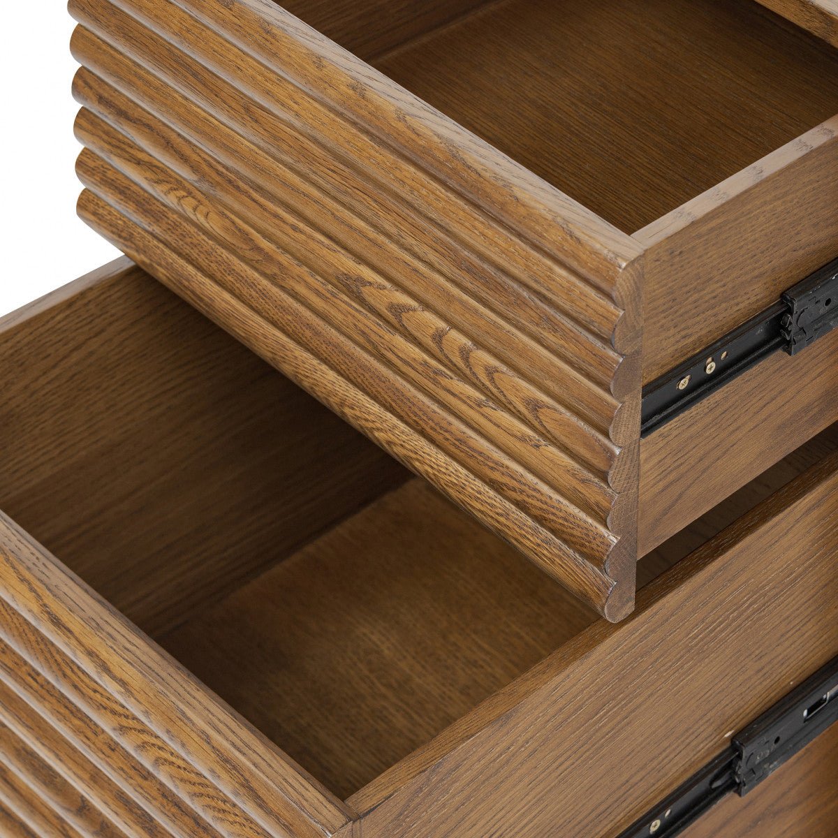 Charlton Ribbed Walnut Bedside - 2 Drawer - OPULENT co