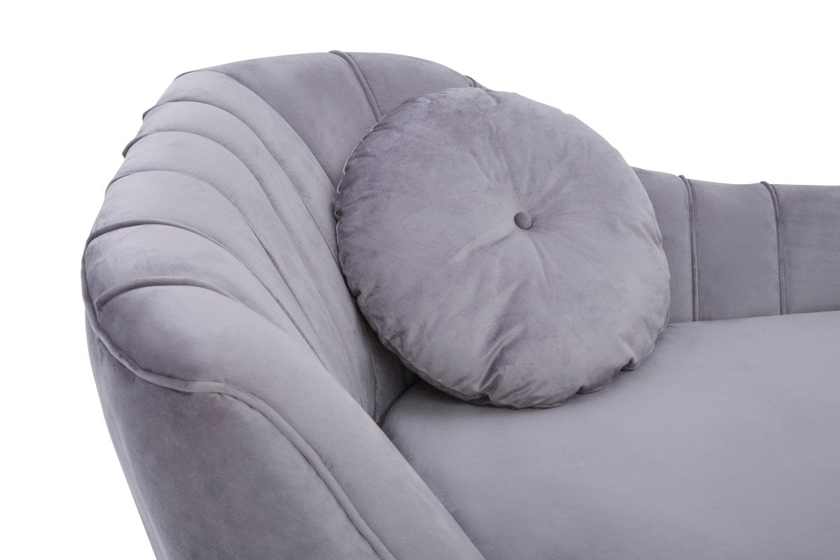 Felicity Grey Left Arm Velvet Chaise - OPULENT co