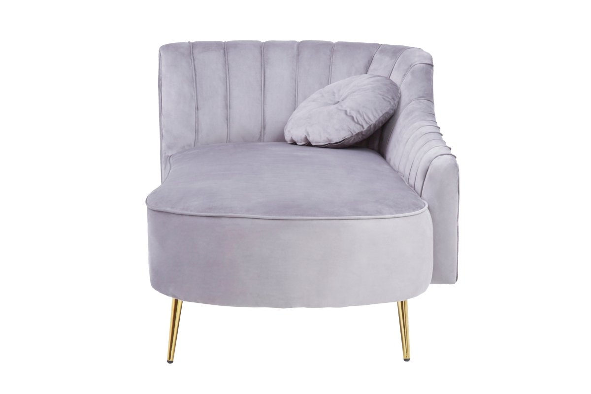 Felicity Grey Left Arm Velvet Chaise - OPULENT co