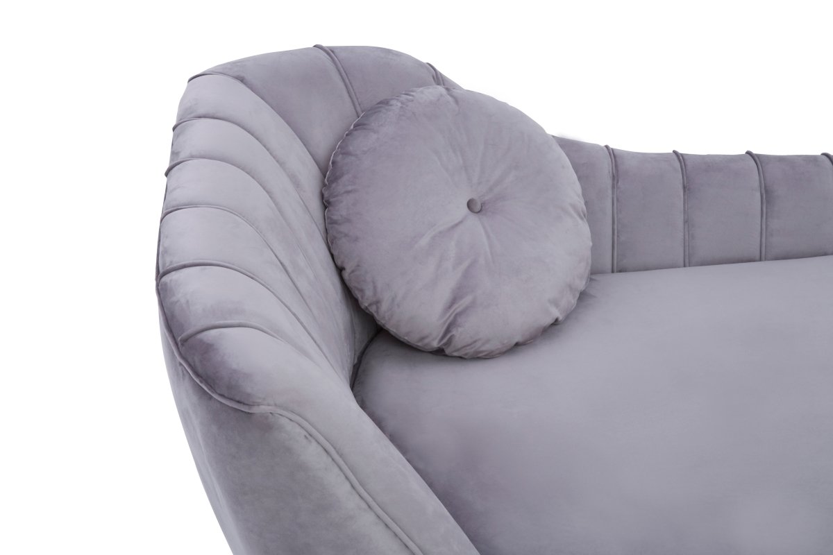 Felicity Grey Left Arm Velvet Chaise - OPULENT co