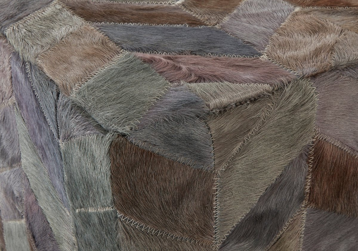 Fern Light Grey Patchwork Pouffe - OPULENT co