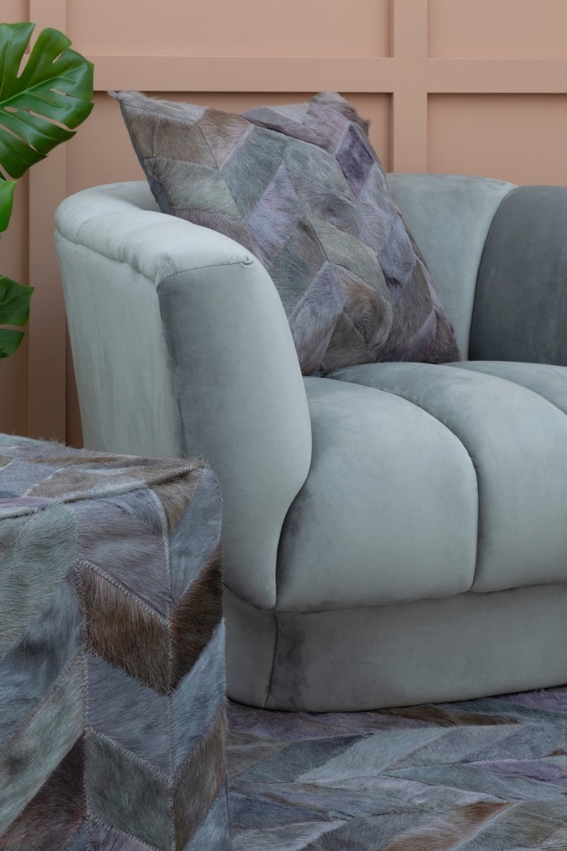 Fern Light Grey Patchwork Pouffe - OPULENT co