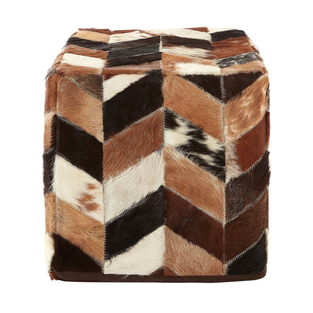 Fern Natural Patchwork Pouffe - OPULENT co