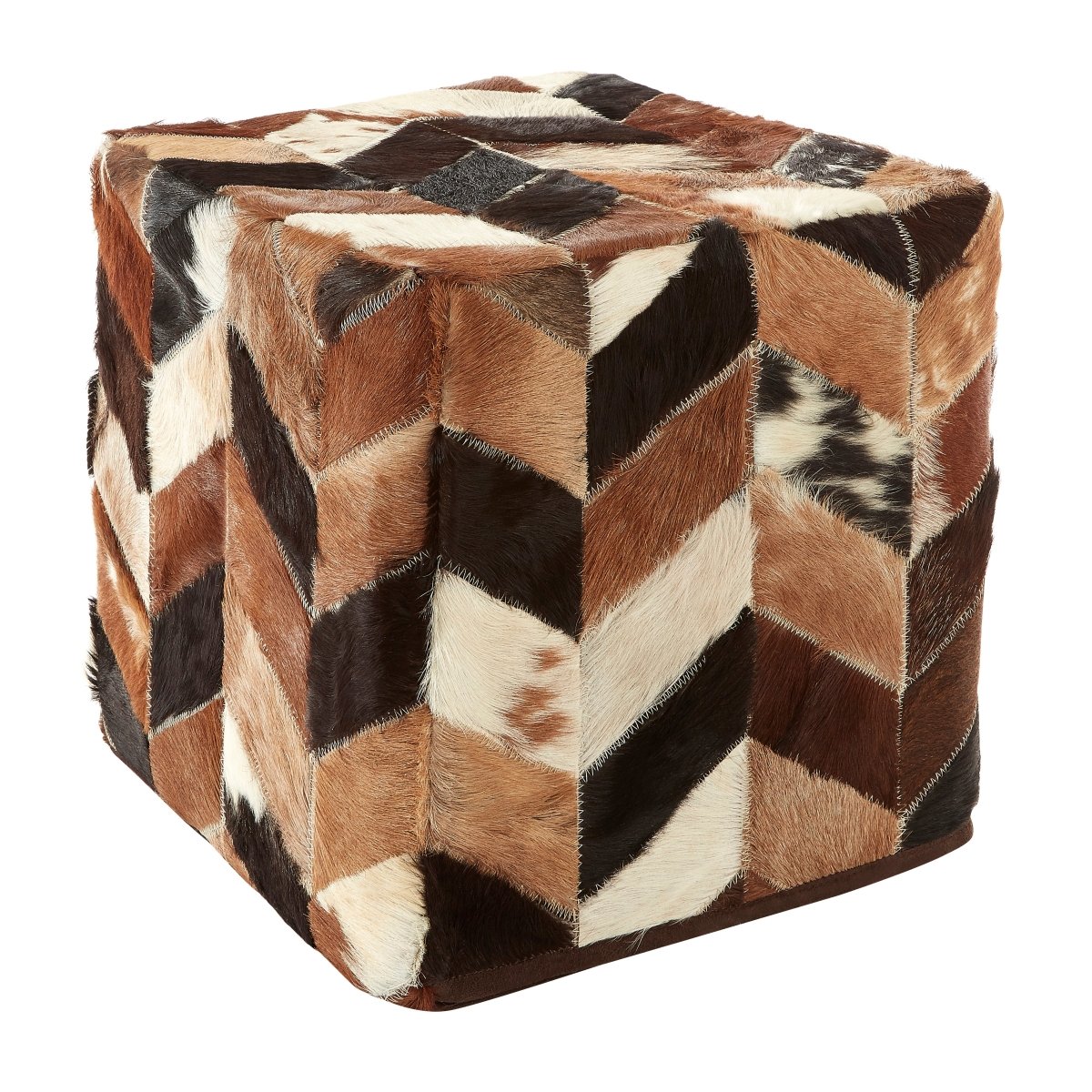 Fern Natural Patchwork Pouffe - OPULENT co
