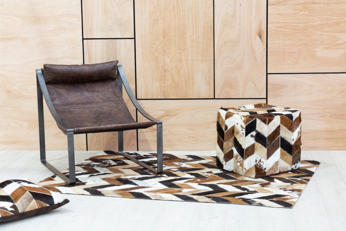 Fern Natural Patchwork Pouffe - OPULENT co