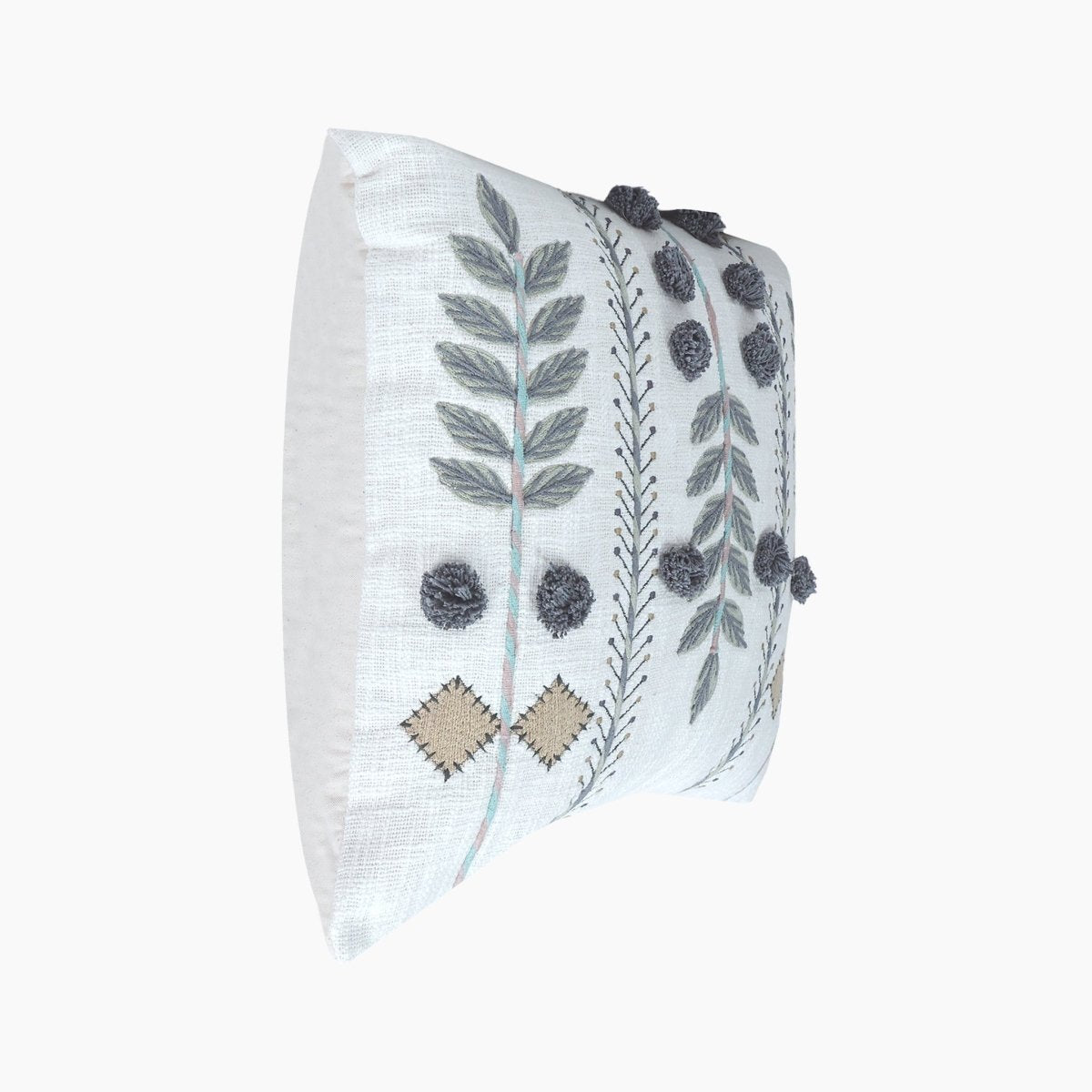 Gianna Fresh Embroidered Cotton Cushion - OPULENT Co
