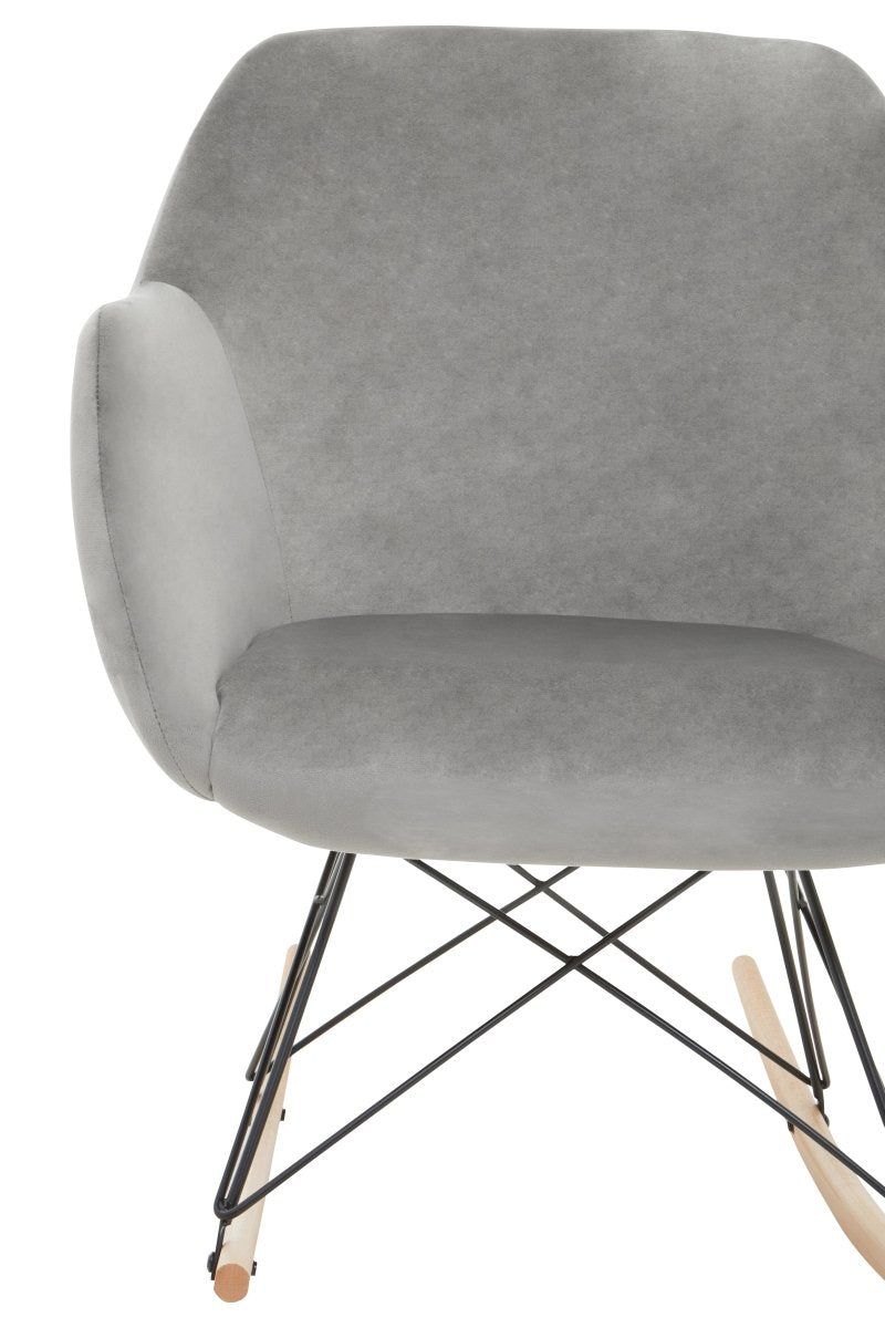 Gothenburg Small Grey Velvet Rocking Chair - OPULENT co