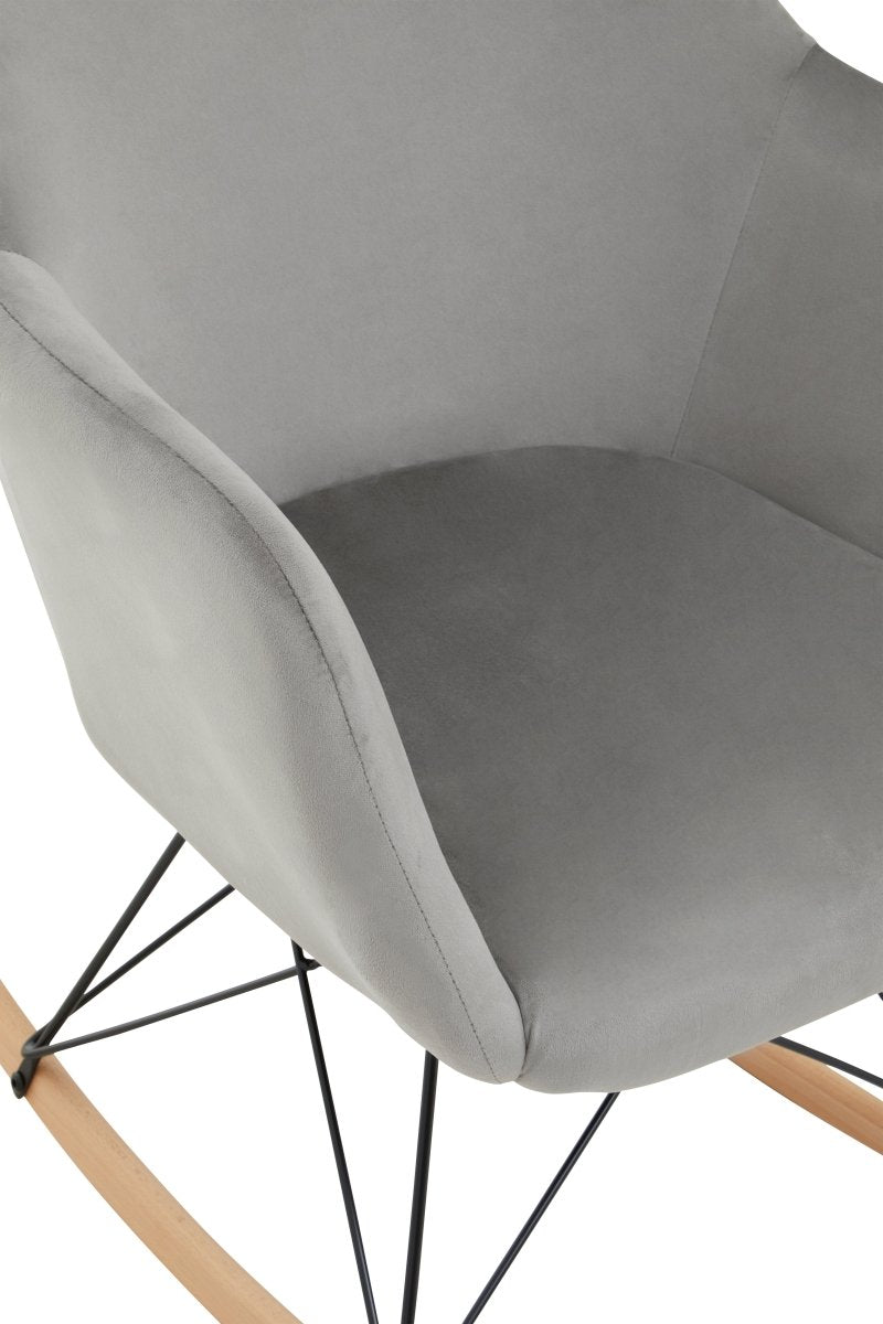 Gothenburg Small Grey Velvet Rocking Chair - OPULENT co
