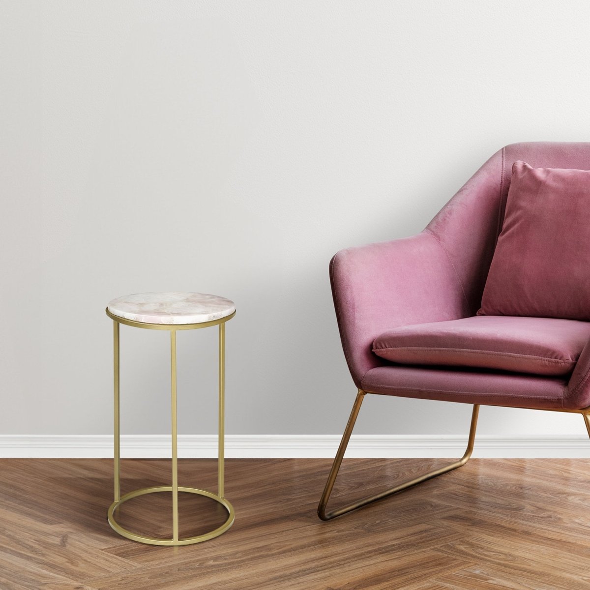 Greta Rose Quartz End Table - OPULENT Co