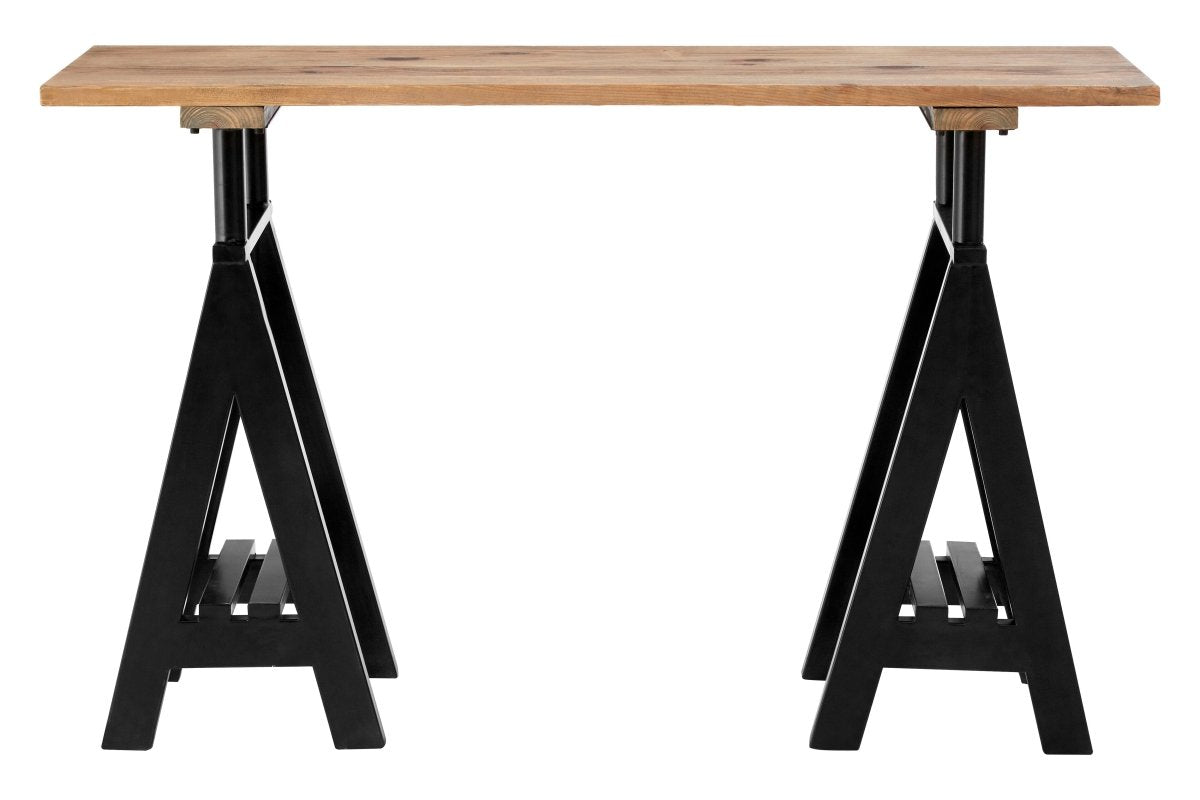 Heath Pine Wood And Iron Console Table - OPULENT co