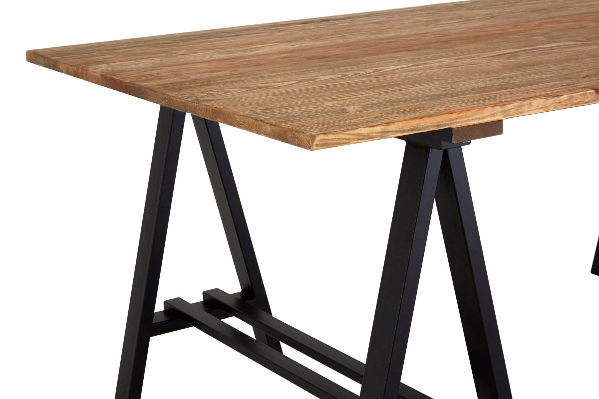 Heath Pine Wood And Iron Dining Table - OPULENT co