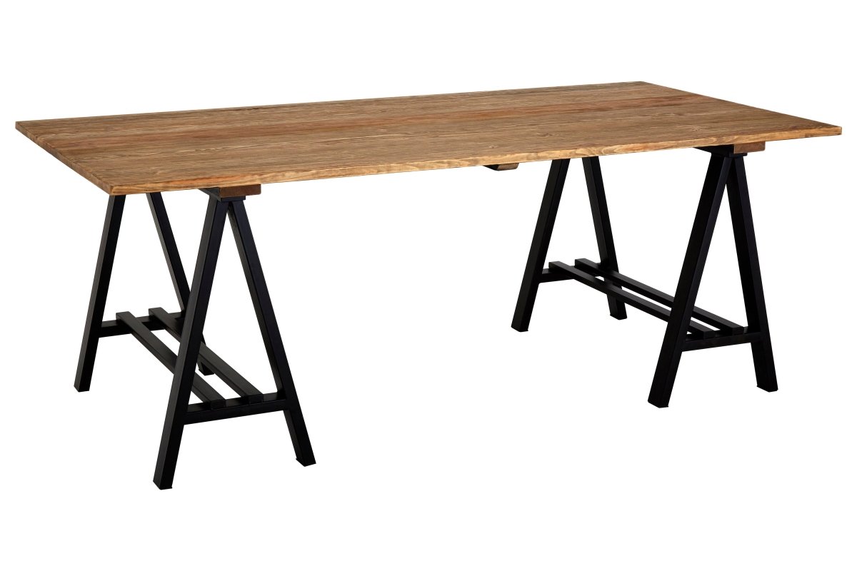 Heath Pine Wood And Iron Dining Table - OPULENT co