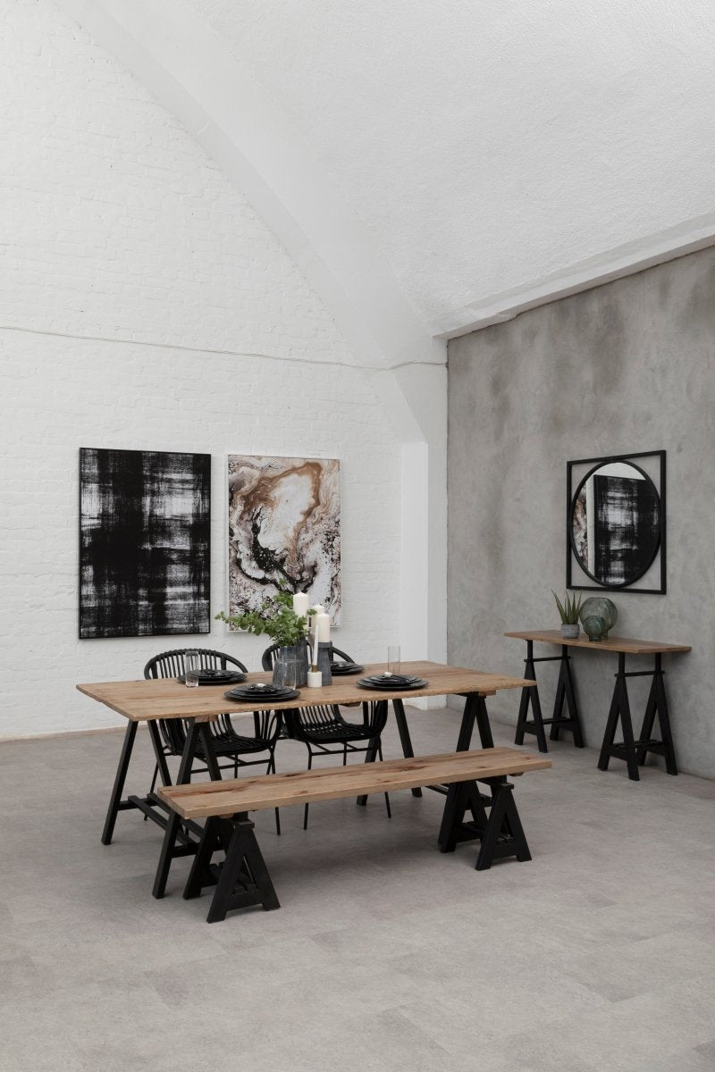 Heath Pine Wood And Iron Dining Table - OPULENT co
