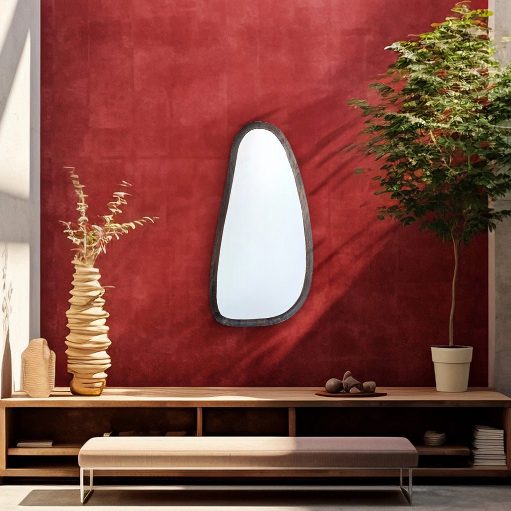 Inayat Asymmetrical Wooden Mirror - OPULENT Co