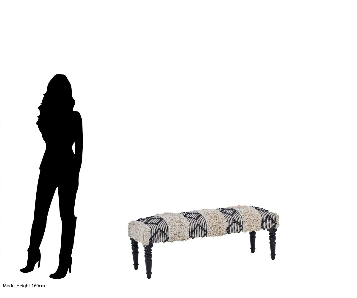 Kefena Black And White Moroccan Bench - OPULENT co