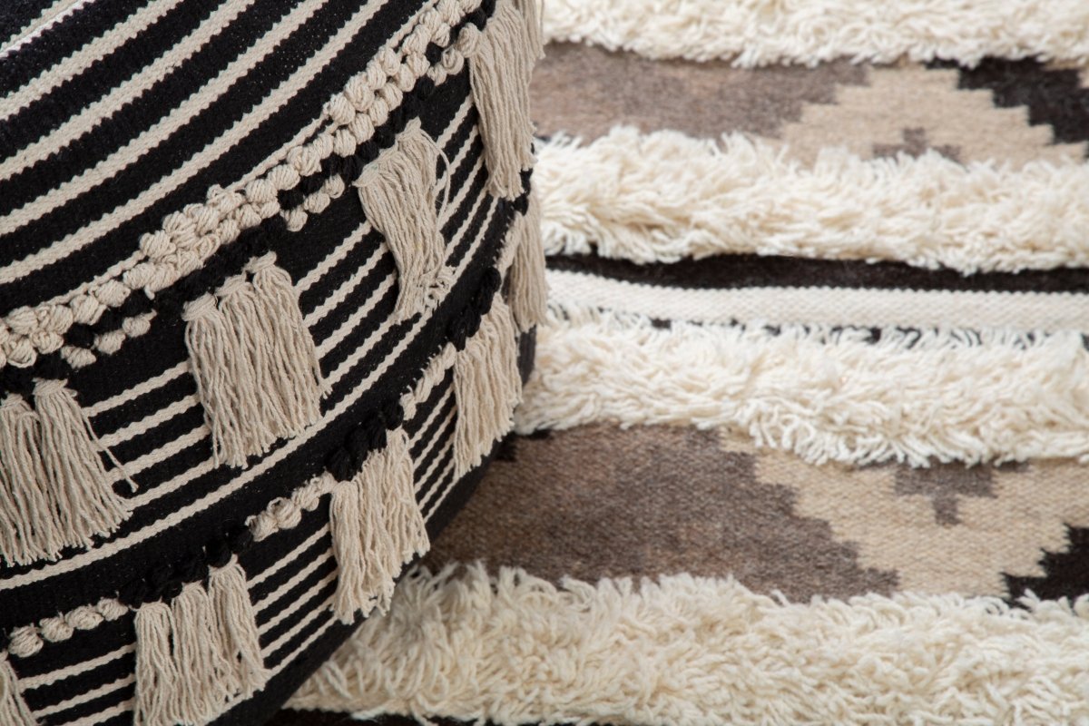 Kefena Black Pouffe - OPULENT co