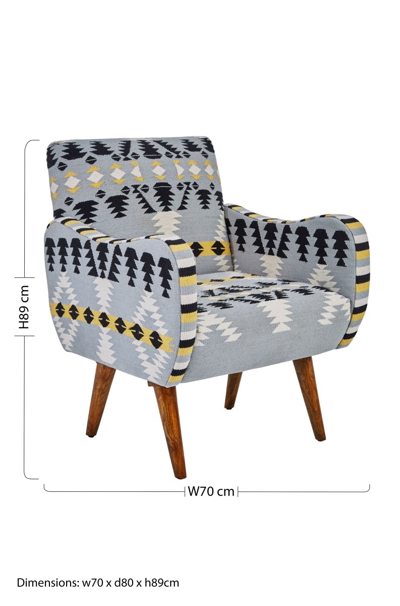 Kefena Multicolour Pattern Fabric Chair - OPULENT co