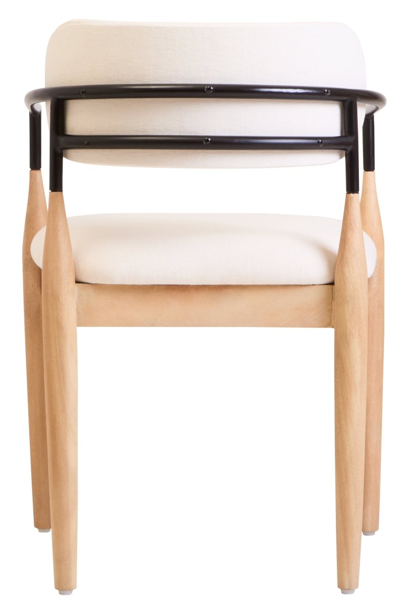 Marivon Cream Textured Dining Chair With Wood Frame - OPULENT Co