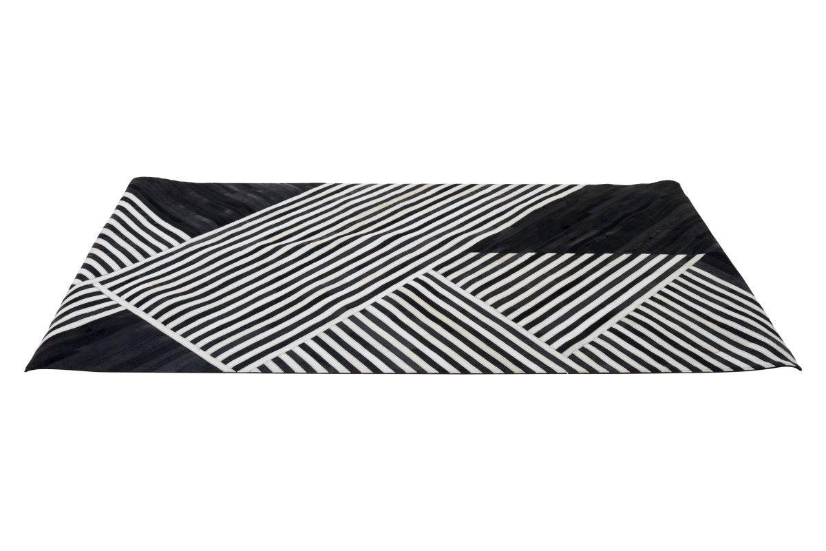 Matto Safira Large Black And White Hair On Leather Rug - OPULENT Co