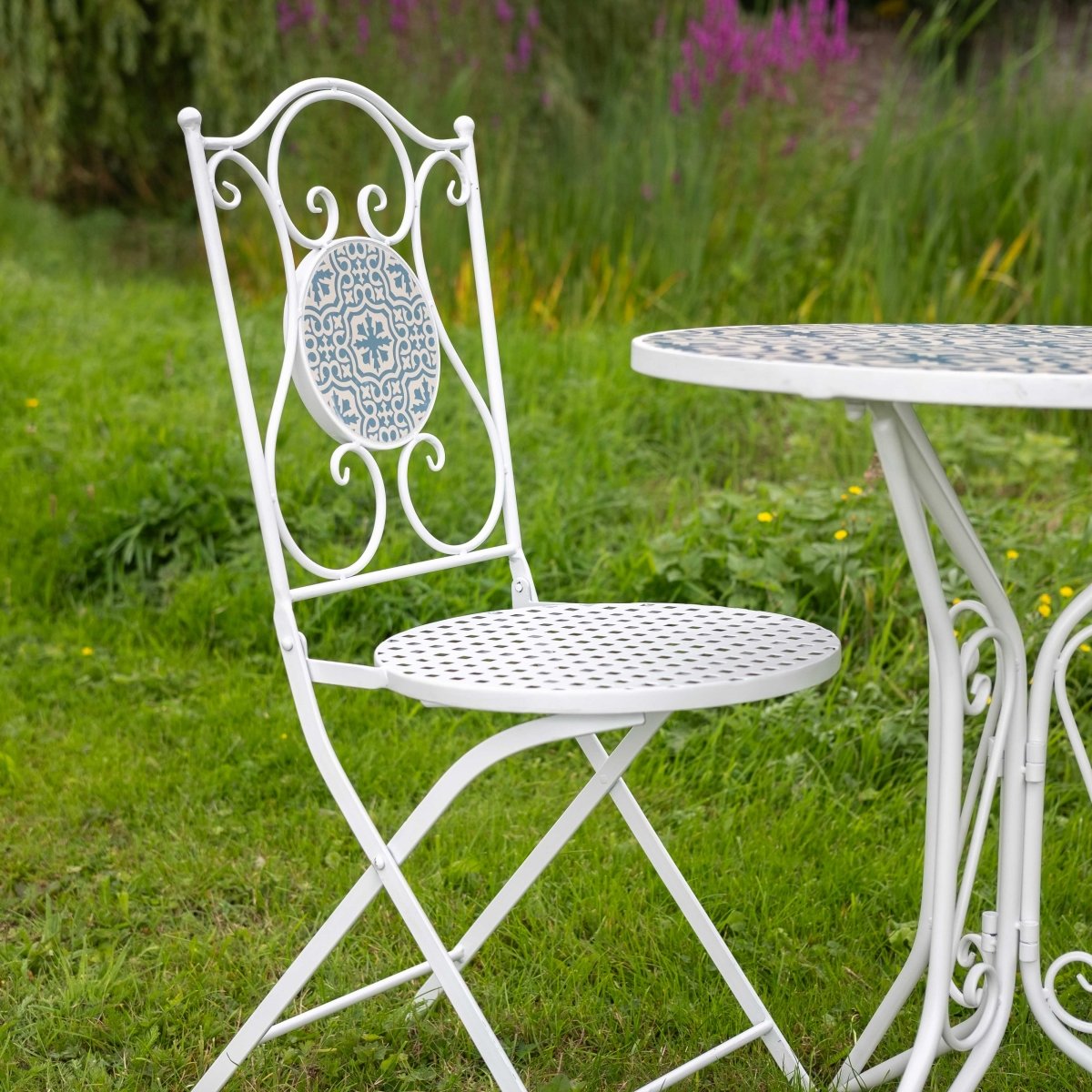 MOSAIC BISTRO SET | White & Blue - OPULENT co