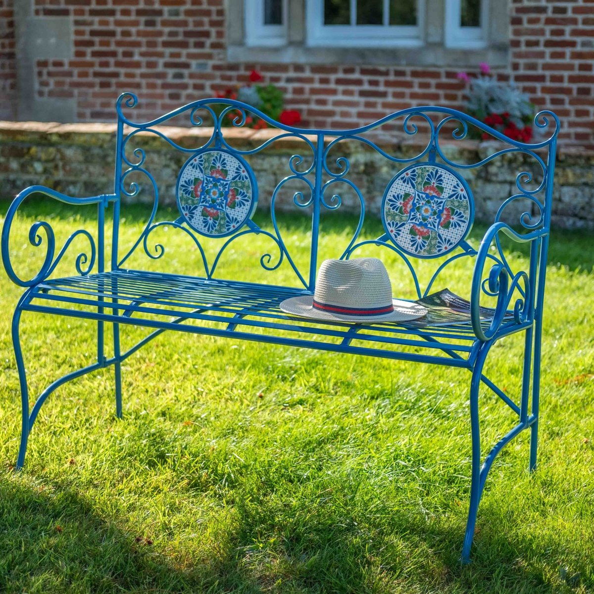 Mosaic Garden Bench | Blue - OPULENT co