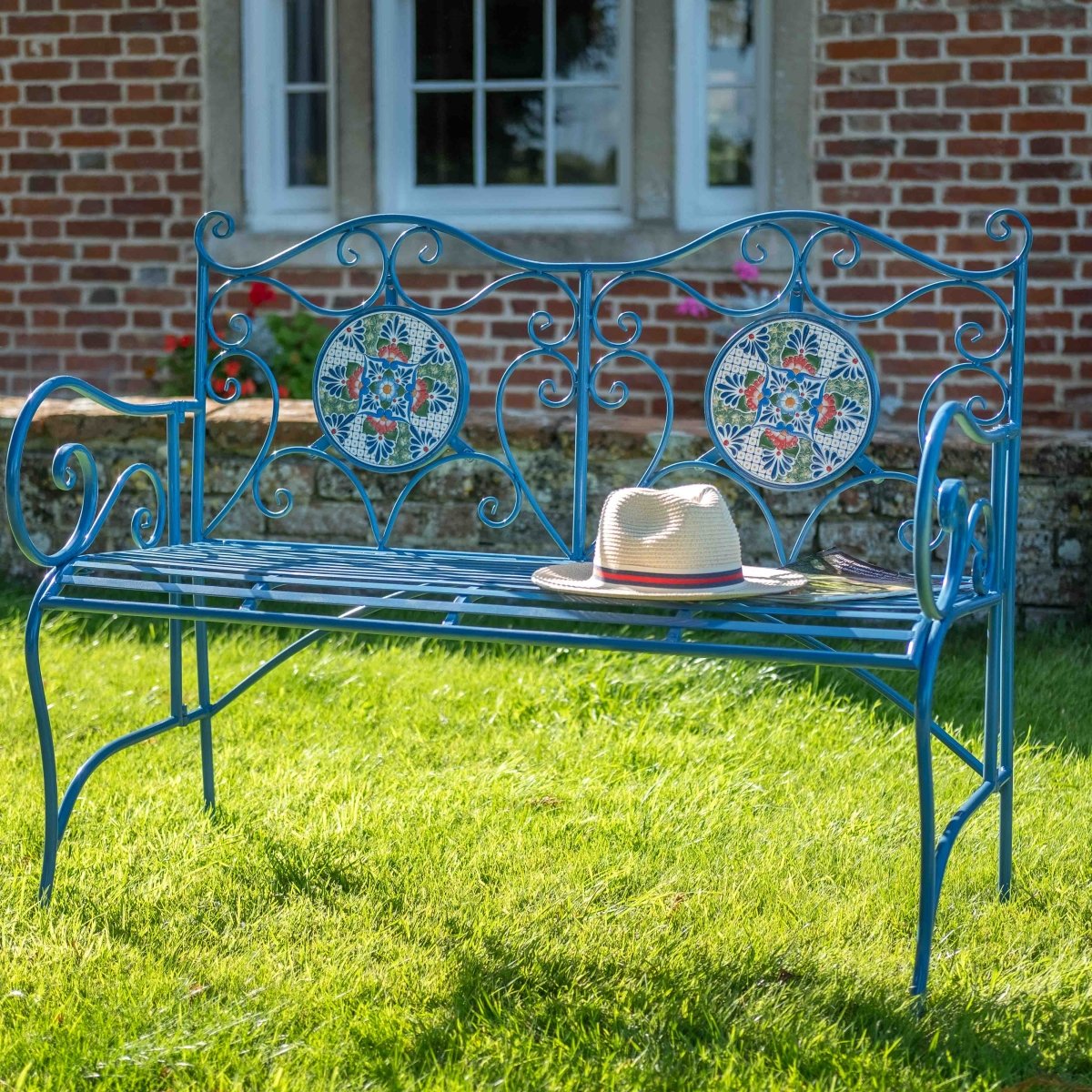 Mosaic Garden Bench | Blue - OPULENT co