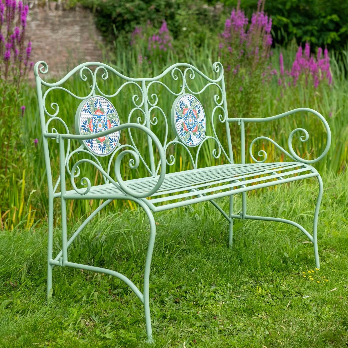 Mosaic Garden Bench | Green - OPULENT co