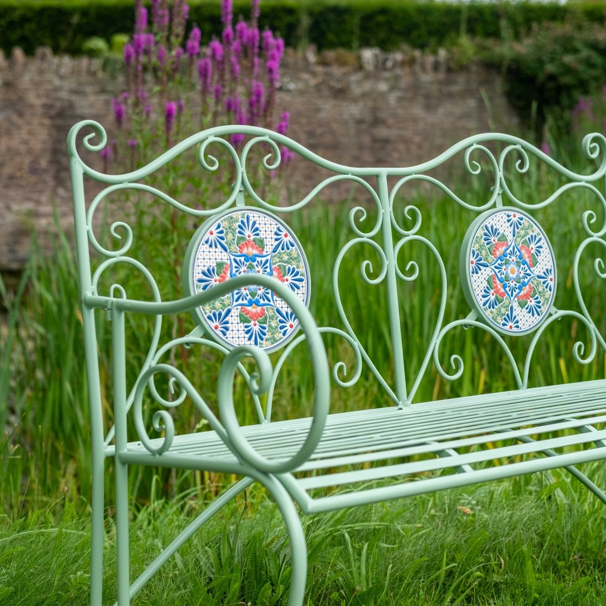 Mosaic Garden Bench | Green - OPULENT co