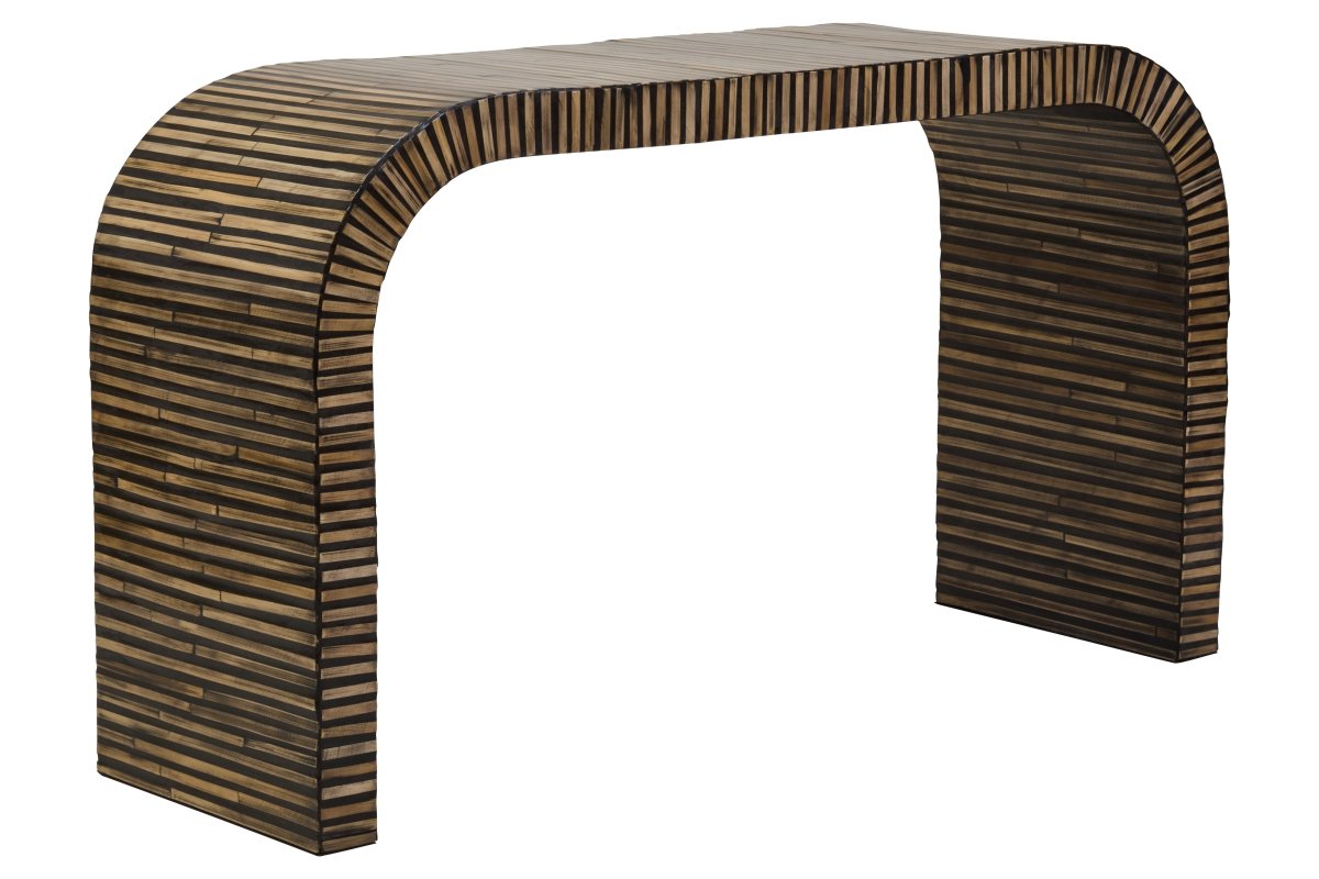 Nivara Bamboo Inlay Curved Console Table - OPULENT Co