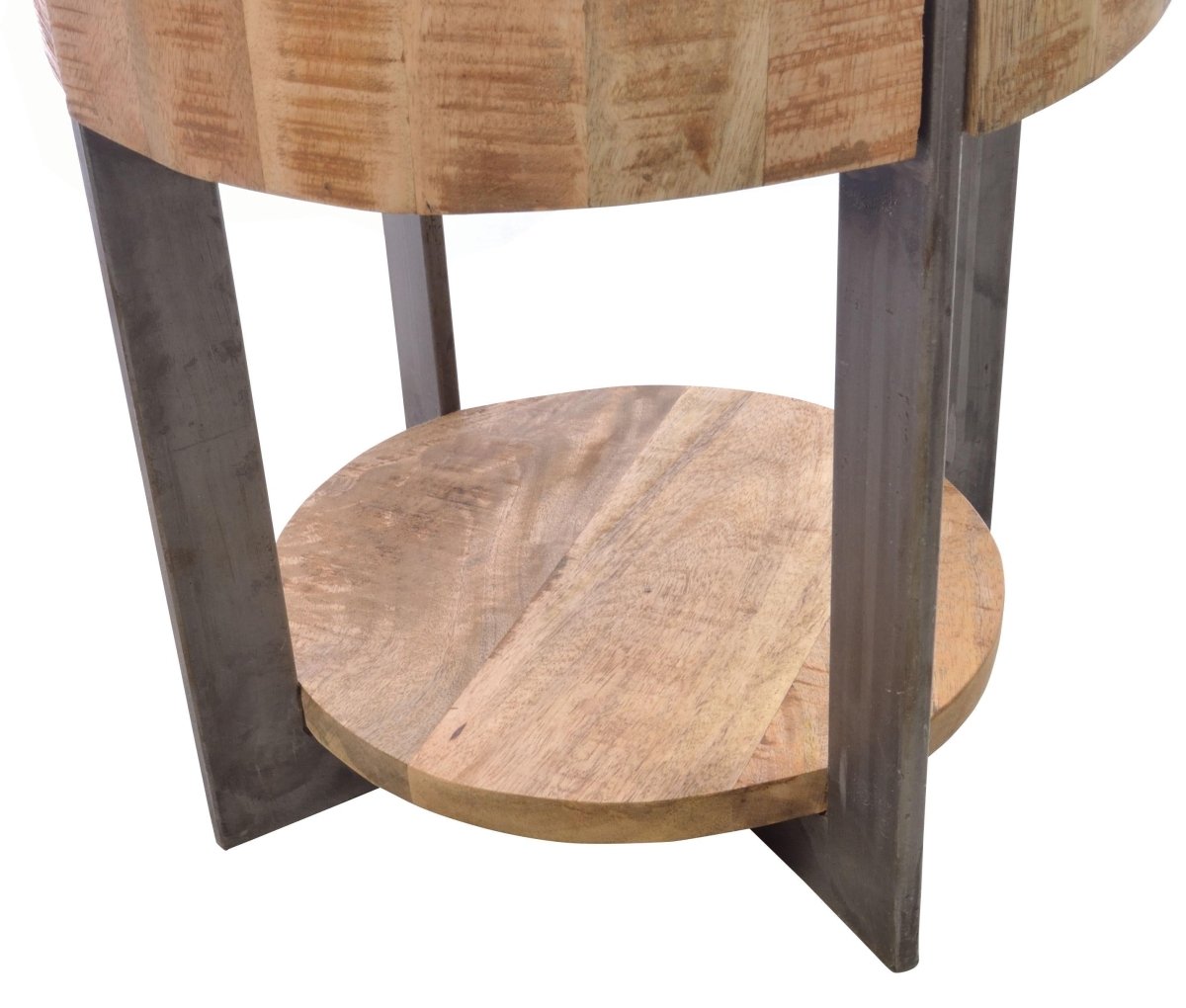 Old Empire Round Lamp Table with Metal Detail - OPULENT Co