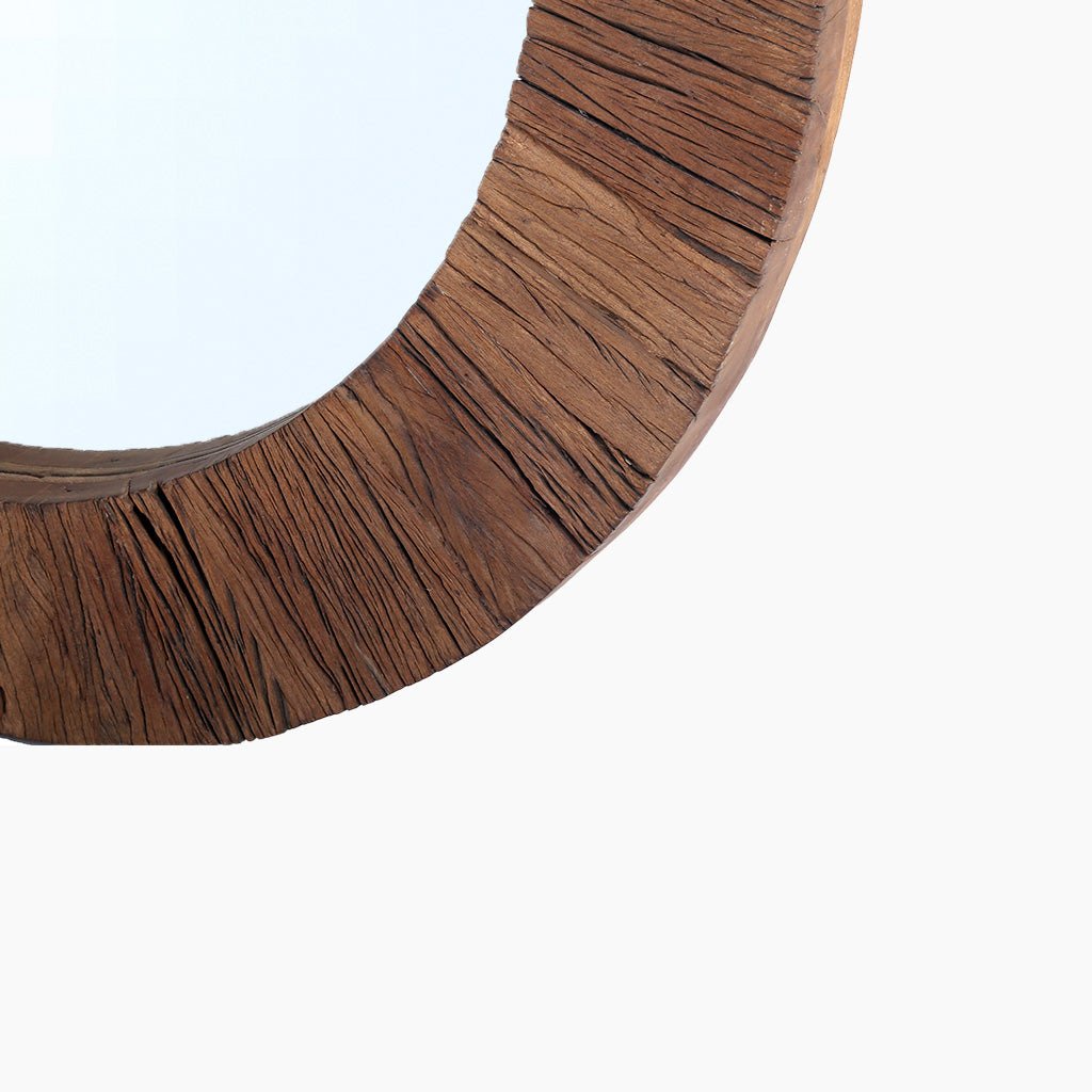Ruh Round Reclaimed Wood Mirror - OPULENT Co
