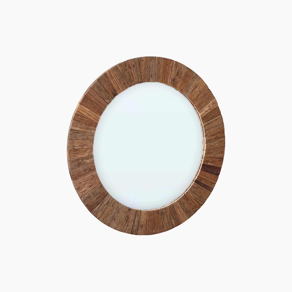 Ruh Round Reclaimed Wood Mirror - OPULENT Co