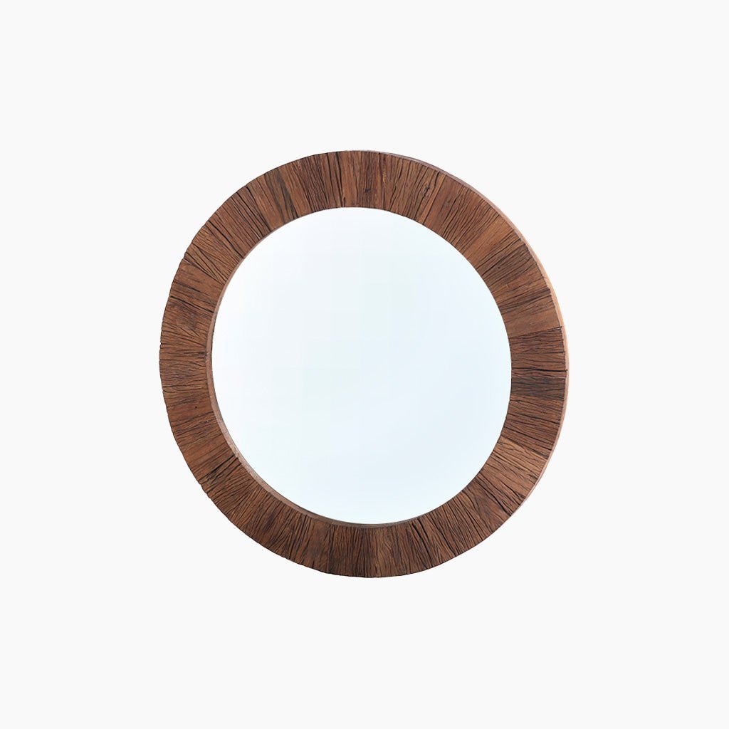Ruh Round Reclaimed Wood Mirror - OPULENT Co