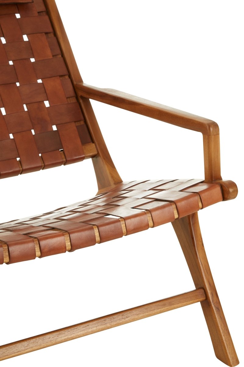 Senja Teak Wood And Leather Chair - OPULENT co