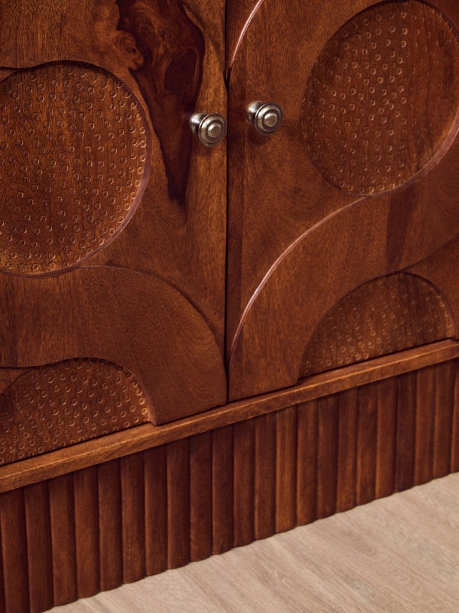 Silvara Four Door Mango Wood Hammered Sideboard - OPULENT Co