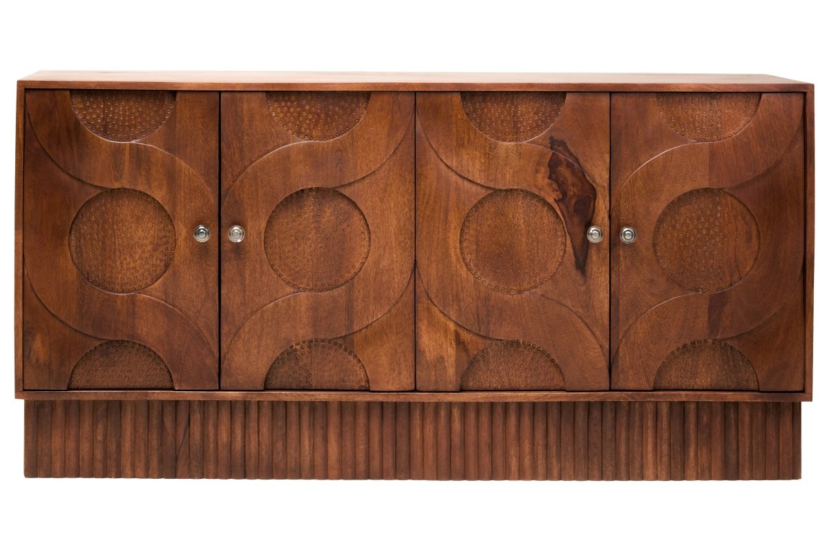 Silvara Four Door Mango Wood Hammered Sideboard - OPULENT Co