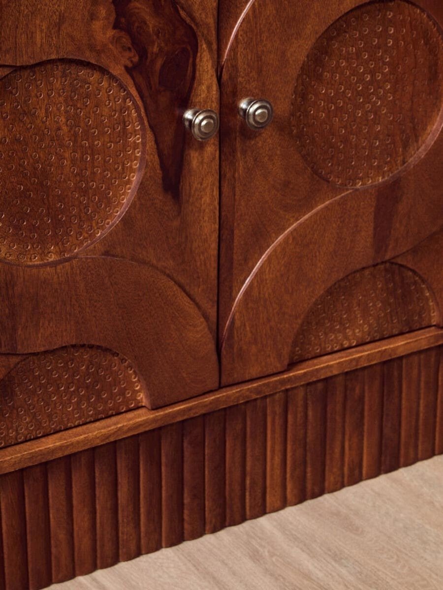 Silvara Four Door Mango Wood Hammered Sideboard - OPULENT Co