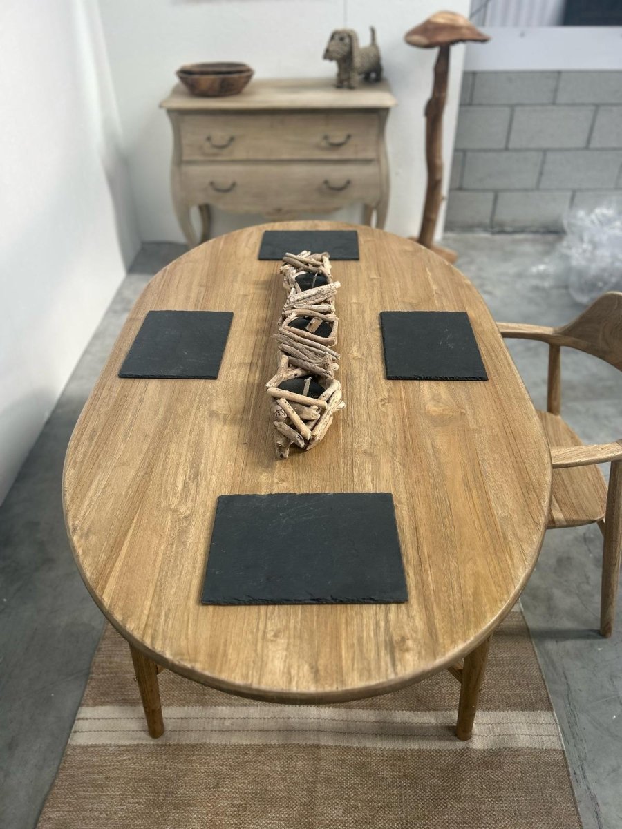 Teak Oval Dining Table - OPULENT Co