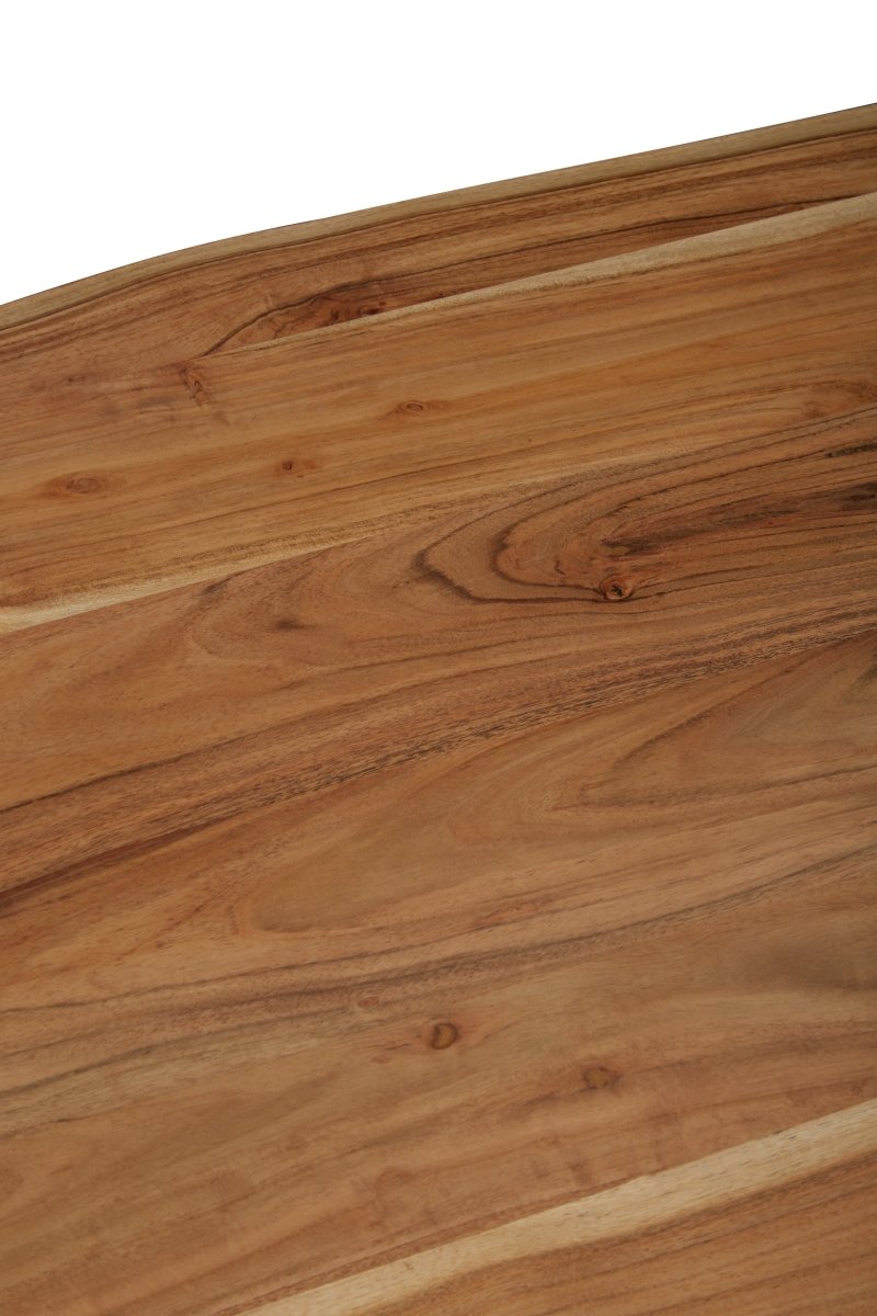 Vermont Acacia Wood And Looped Iron Base Dining Table - OPULENT co