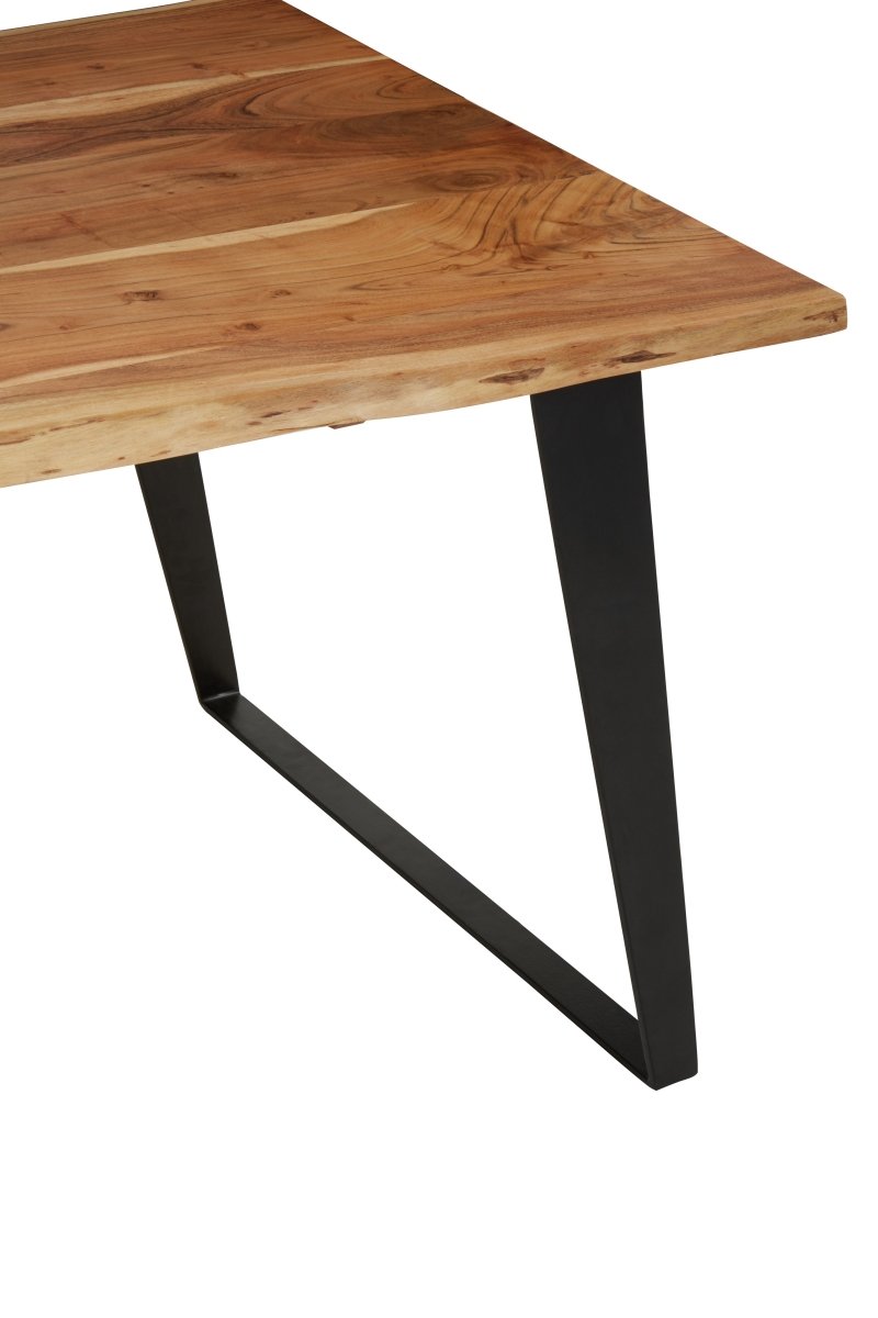 Vermont Acacia Wood And Looped Iron Base Dining Table - OPULENT co