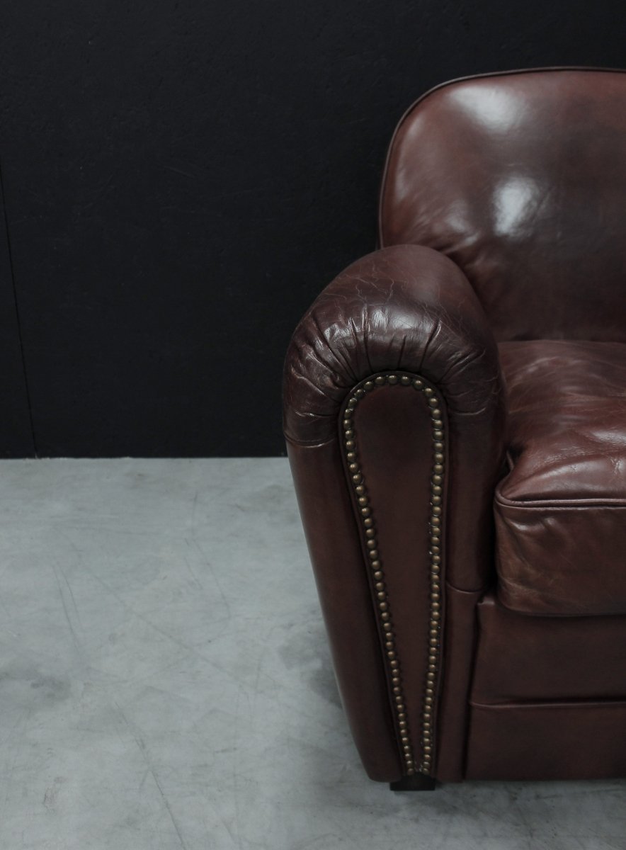 Vintage Leather Art Deco Style Armchair - OPULENT Co