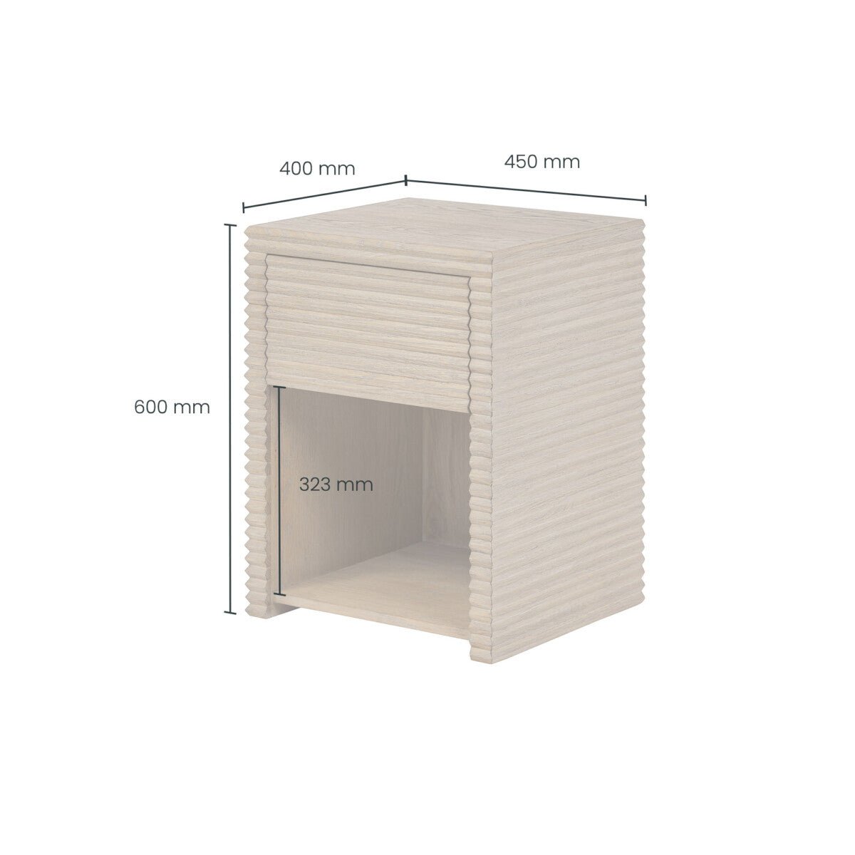 Wickham Ribbed Oak Bedside | 1 Drawer - OPULENT co