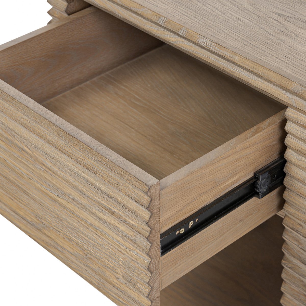 Wickham Ribbed Oak Bedside | 1 Drawer - OPULENT co