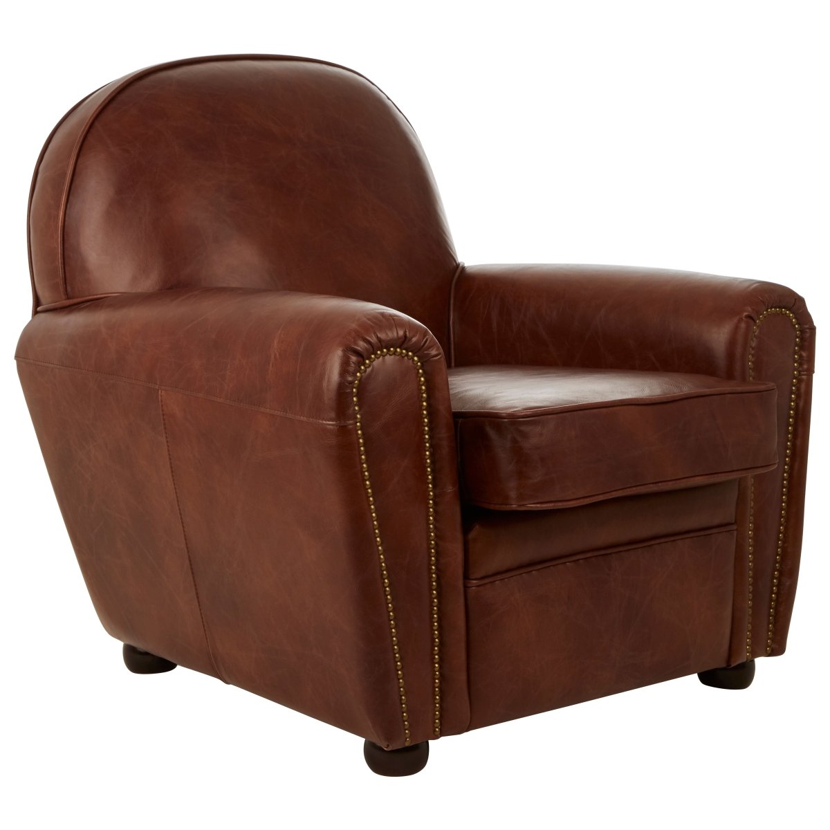 Winston Coffee Leather Classic Armchair - OPULENT co