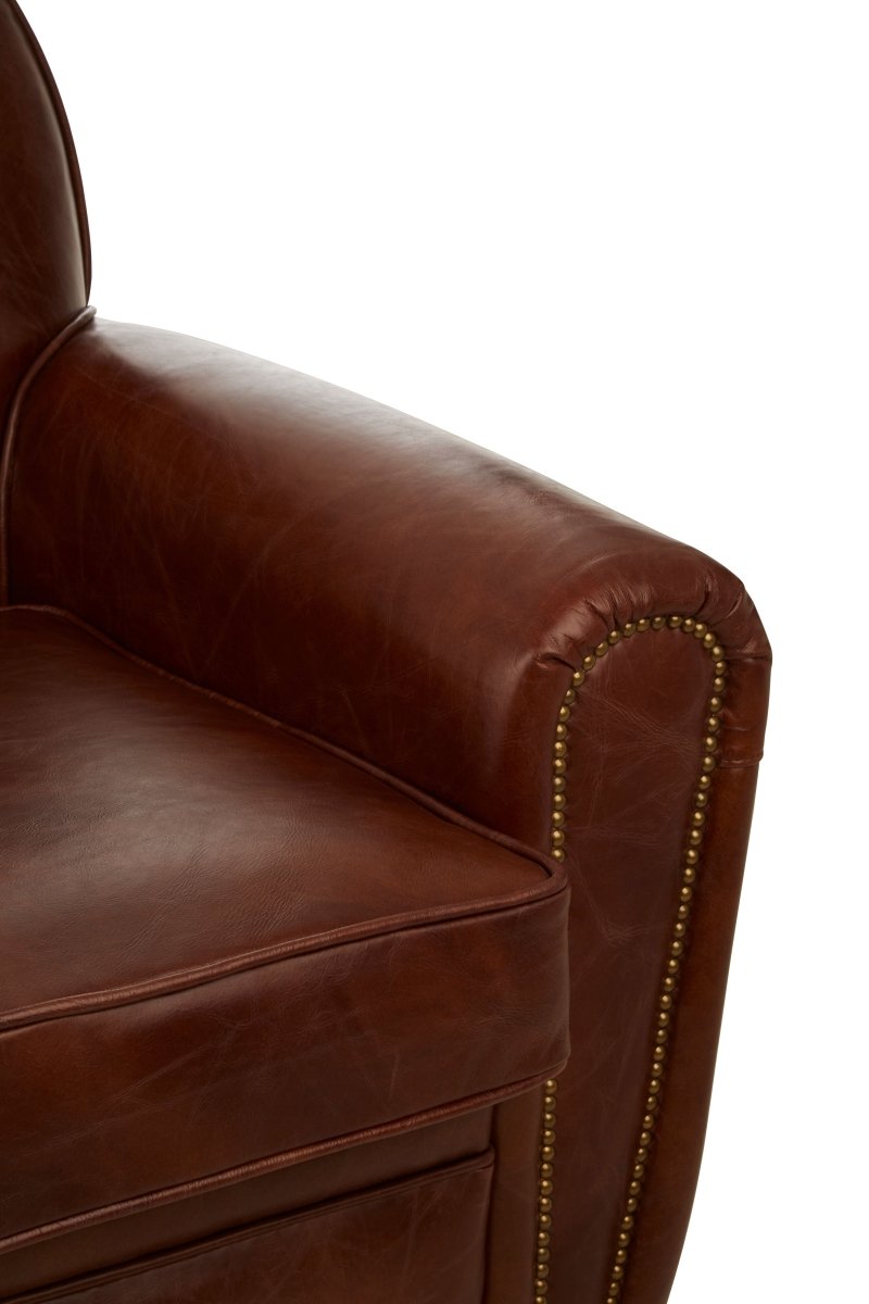 Winston Coffee Leather Classic Armchair - OPULENT co