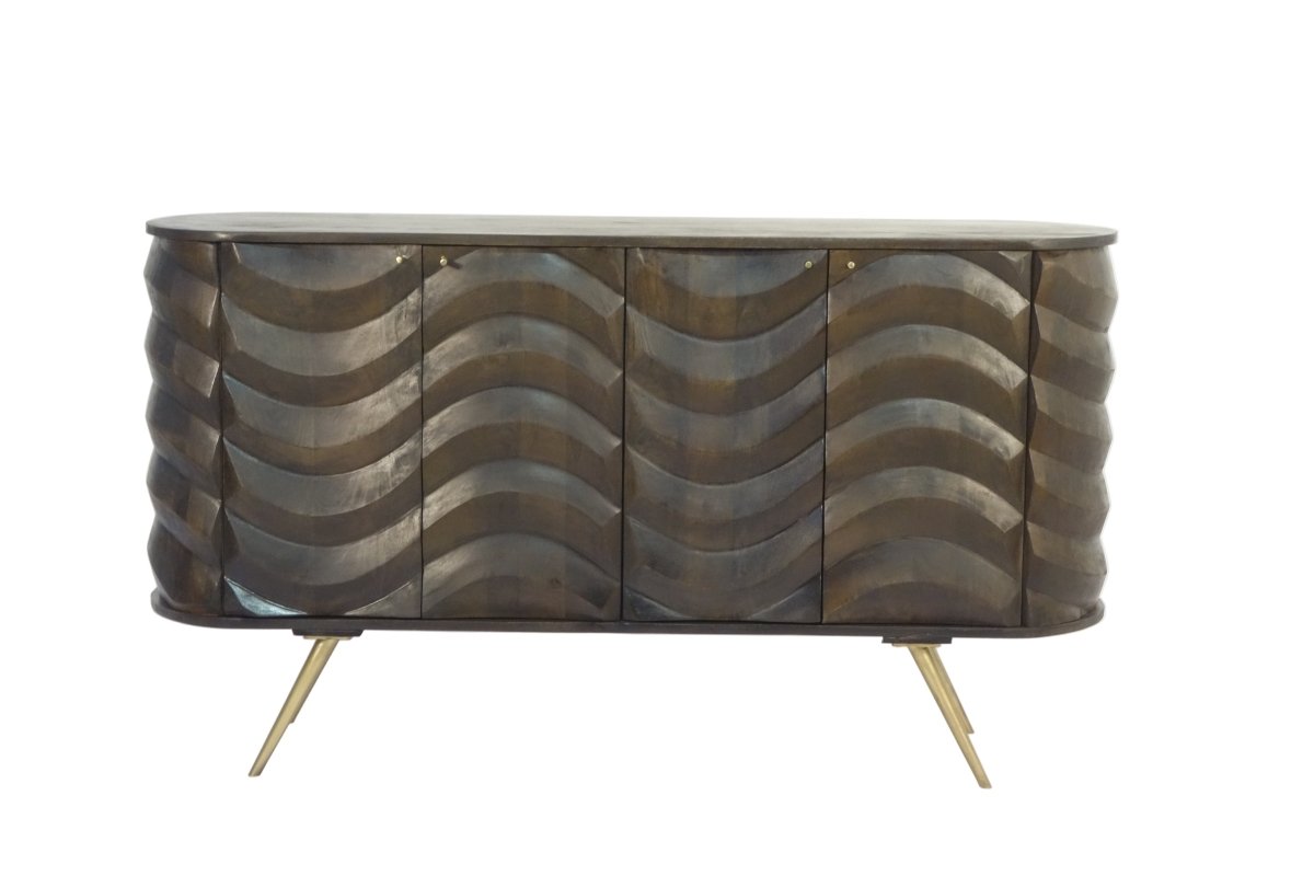 Wooden 4 Door Lehar Design Side Board - OPULENT Co